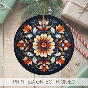 Nordic Traditional Folkart Christmas Ornament, Norwegian Rosemaling Holiday Decor, Scandinavian Folk Art Gifts, Unique Christmas Ornaments