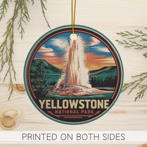 Yellowstone Nationalpark Keramik Verzierung, Old Faithful Geyser Andenken Weihnachtsverzierung, Grand Canyon des Yellowstone Urlaub Geschenk