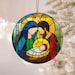 Nativity Stained Glass Style Ceramic Ornament, Faux Stained Glass Jesus ...