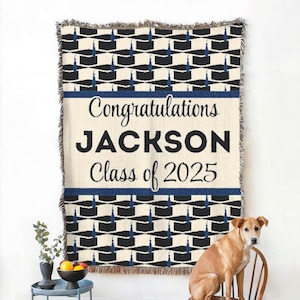 Graduation Blanket 2025 – Custom Name & Tassel Color, Personalized Grad Gift, Senior Blanket, College or High School Graduation Throw