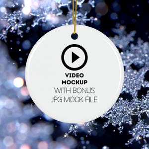 Sparkly Christmas Ornament Mockup Video, MP4 Ceramic Round White Ornament Stop Motion Christmas Mockup Video, Digital Mockup Video Ornament