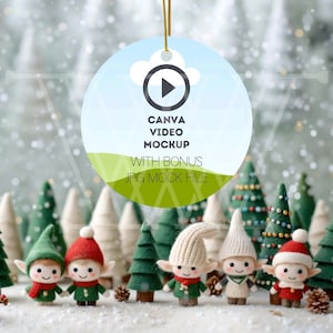 Mockup VIDEO Ceramic Circle Ornament Mock Up, Stop Motion White Ceramic Christmas Ornament, MP4 Digital Download Mockup of Round Ornament
