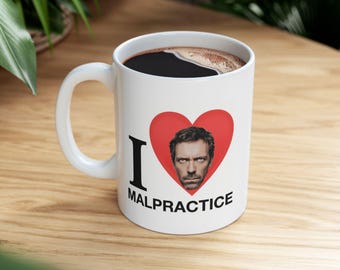 Kubek "Kocham malpractice", kubek "Kocham malpractice", Dr House, kubek "Dr House", kubek z serialem telewizyjnym, prezent dla Dr House'a