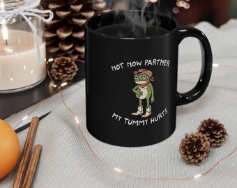 Nicht jetzt Partner Mein Bauch schmerzt Becher Unhinged Becher Gen Z Meme Lustige Tasse Weirdcore Komfort Farben Tasse IBS Laktoseintolerante Frosch Kröte