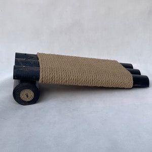 Black wooden pine scratching post for cats kittens