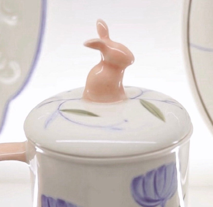 Tea Cup Ceramic Unique Coffee Mugs Pottery Rabbit Lover Gift Porcelain ...