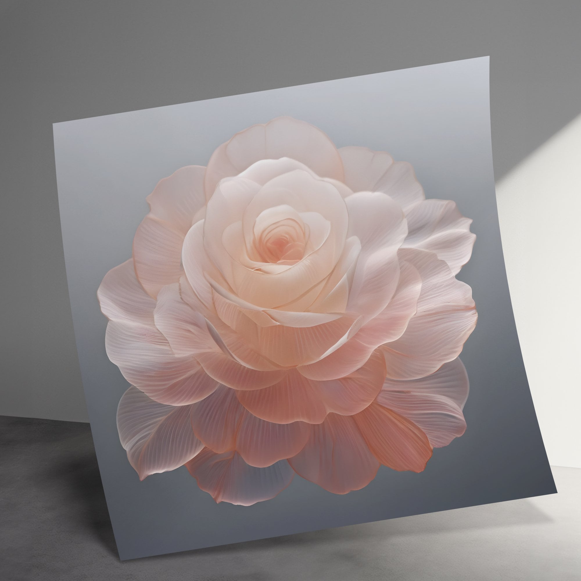 Elegant Blush Pink Flower Wall Art, Floral Art Print, Large Rose Print ...