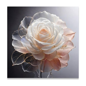 Elegant White Rose Wall Art, Floral Print for Home Decor, Beautiful Rose Artwork, Botanical Art, Nature-Inspired Wall Decor