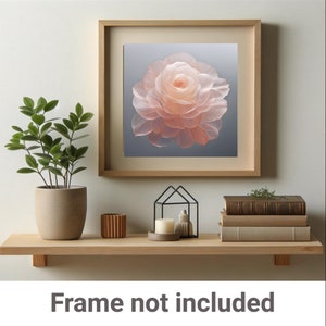 Elegant Blush Pink Flower Wall Art, Floral Art Print, Large Rose Print ...