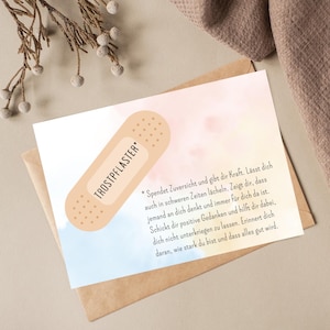 Postkarte Trostpflaster - Karte für schwere Zeiten - Positive Gedanken - Zuspruch - für jemanden da sein - Unterstützung - Aufmunterung