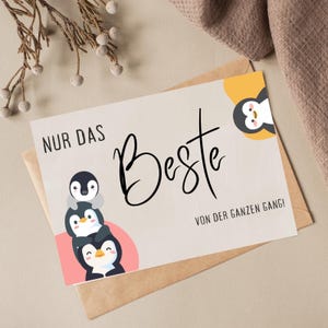Karte Gruppengeschenk - Geburtstagskarte - Geburtstag - Karte Pinguine - zum Geburtstag - Gemeinschaftsgeschenk - zusammen schenken - Gruppe