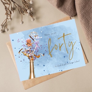 Postkarte 40. Geburtstag - Forty - Karte für vierzigsten Geburtstag - lustige Geburtstagskarte - Geburtstag Frau 40 - Geburtstag Mann 40 -
