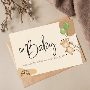 Karte Geburt Junge - Karte Geburt Mädchen - Karte zur Geburt - Postkarte oh Baby - oh Baby - Glückwünsche zur Geburt - Karte zur Taufe
