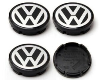 4x VW Volkswagen center cap size Face 55mm Clip 52mm black Wheel Center Cap Emblem for VW Golf Jetta Passat