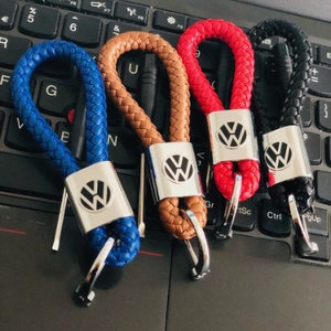 duisoad FUJIE 1x Pcs Braided Keychain Leather Strap Keyring Accessories Car Key Chain Screwdriver Rope Keyring with Zinc Alloy VW Volkswagen