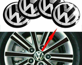 4 x Stickers VW Volkswagen Logo Wheel Centre Hub Caps Sticker Black 45mm 56mm 60mm 65mm 70mm 75mm 90mm