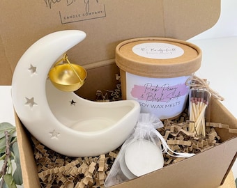 Ceramic Moon Wax Burner | Wax Melt Gift Set | Wax Melt Starter Set | Housewarming Gift | New Home Gift | Birthday Gift