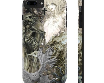 Cybersigilisme Gothic stoere telefoonhoes voor anime-liefhebbers, zwart-wit religieuze beelden, Y2K Gorpcore, zwart wit grijs, uniek cadeau