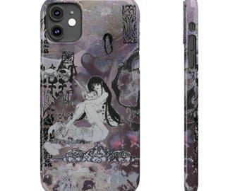 Goth slim telefoonhoesje, donkere cyberpunk esoterische alternatieve kunst, Y2K Gorpcore, Whimsigoth, Trashy, gotische telefoonhoes, hipster, edgy, trendy,