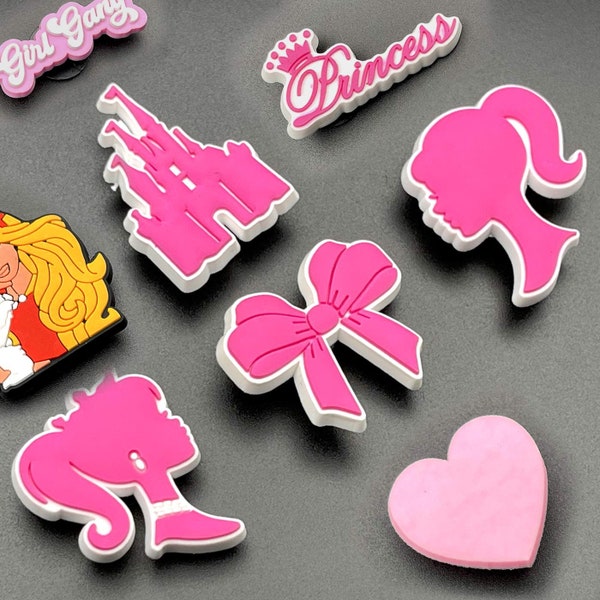 Pink Croc Charms - Charmes de chaussures pour sabots en mousse - Caoutchouc PVC avec clip bouton arrière