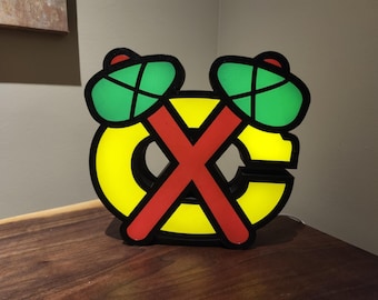 Chicago Blackhawks retro LED Light Sign: NHL Hockey Decor