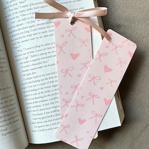 Coquette Bow Bookmark Pink Bookmark with Ribbon Pink Coquette Bookmark for Book Lovers Girly Pink Bookmark Cute Bow Bookmarks Valentines Day