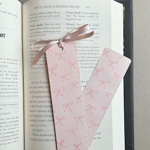 Coquette Bow Bookmark Pink Bookmark with Ribbon Pink Coquette Bookmark for Book Lovers Girly Pink Bookmark Cute Bow Bookmarks for Bookworms