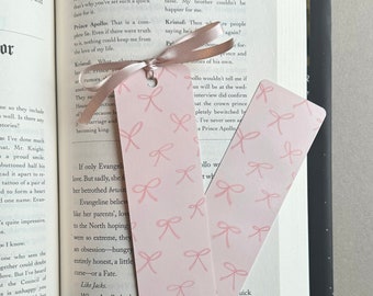 Coquette Bow Bookmark Pink Bookmark with Ribbon Pink Coquette Bookmark for Book Lovers Girly Pink Bookmark Cute Bow Bookmarks for Bookworms