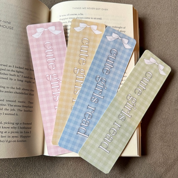 Cute Girls Read Coquette Bookmark Bow Bookmark for Book Lovers Girly Gingham Bookmark Set Cute Bow Bookmarks for Bookworms Hot Girls Read