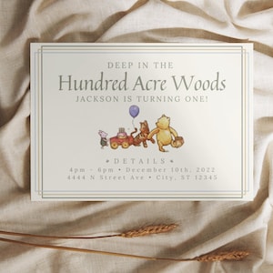 Winnie the Pooh Bear and Friends Birthday Invitation - Deep in the Hundred Acre Wood - Orignal Vintage Pooh Bear Invite - Instant Download