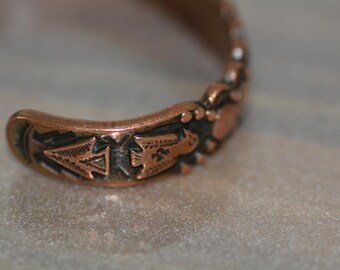 Copper Bracelet Set Vintage Thunderbird Story Telling Navajo