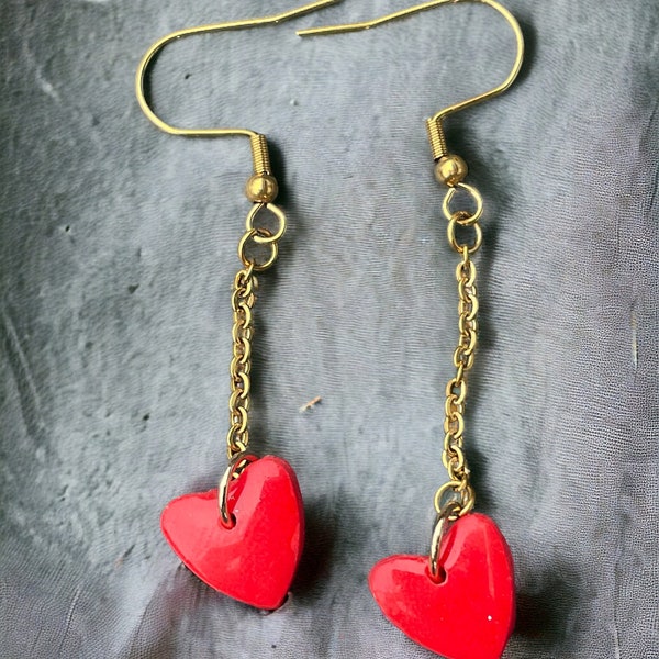 Pendientes colgantes corazones pequeños