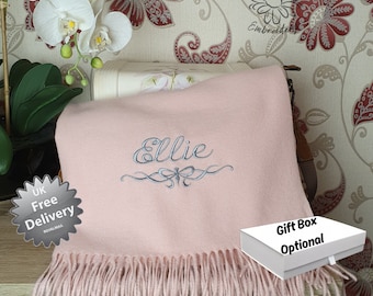 Personalised Scarf Custom Name Embroidered Luxury Winter Accessory Perfect for Christmas & Valentines Gift for Her