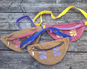 Riñonera bordada a mano, bolso cruzado bordado, bolso floral para festivales, correa ajustable, regalo, bolso de viaje único