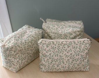 Floral Print Makeup Bag, Cosmetic Bag, Travel Bag, Toiletry Organizer, Zipper Pouch