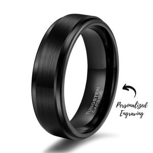 Custom Engraved Waterproof Tungsten Black Ring Perfect Birthday Gift for Him or Her image 1