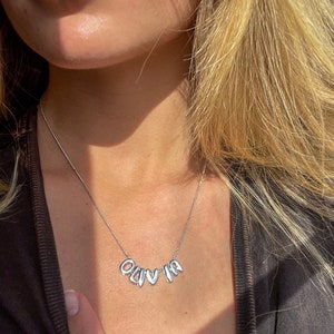 Personalized 3D Bubble Name Necklace, Unique Sterling Silver & 14K Gold Jewelry, Custom Name Pendant zdjęcie 2