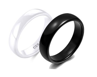 Bague en céramique brossée noire personnalisable - Alliance personnalisée pour femmes et hommes - Bijoux taille plus - Fiançailles ou déclaration de mode