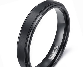 Classic Brushed Black Titanium Wedding Ring - 4mm 6mm 8mm 10mm - Perfect for Him