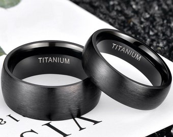 Alianza de boda de cerámica cepillada negra y plateada personalizada: anillo de compromiso personalizado único para hombres y mujeres.