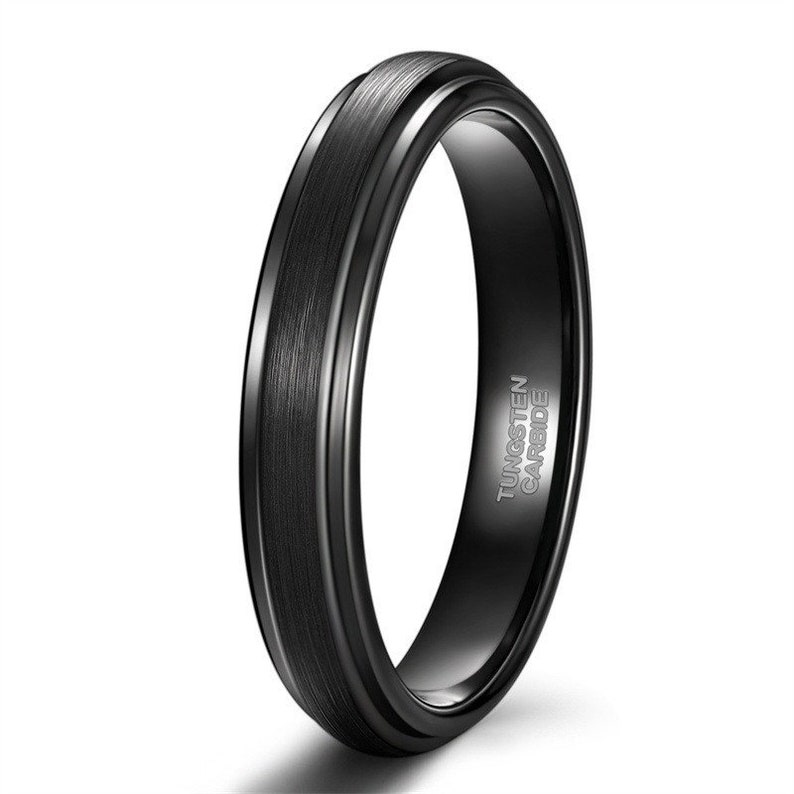 Custom Engraved Waterproof Tungsten Black Ring Perfect Birthday Gift for Him or Her 4mm
