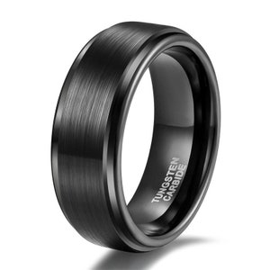 Custom Engraved Waterproof Tungsten Black Ring Perfect Birthday Gift for Him or Her 8mm