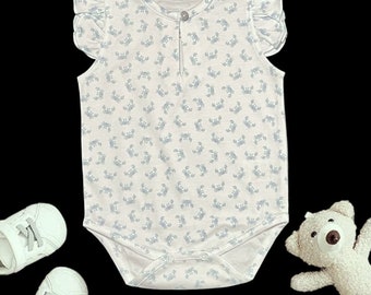 Baby Crab Pima Cotton Bodysuit with One-Button Collar