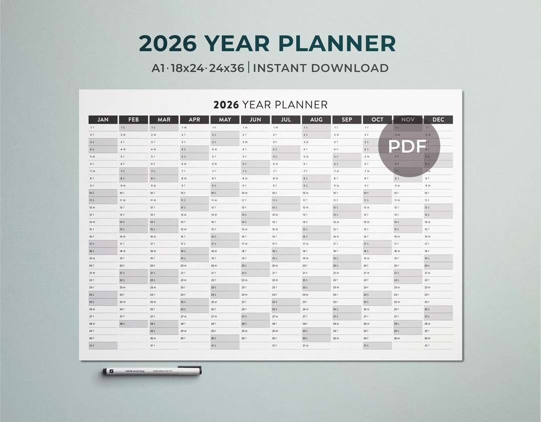 Planificador imprimible para el año 2026: Calendario de pared ...