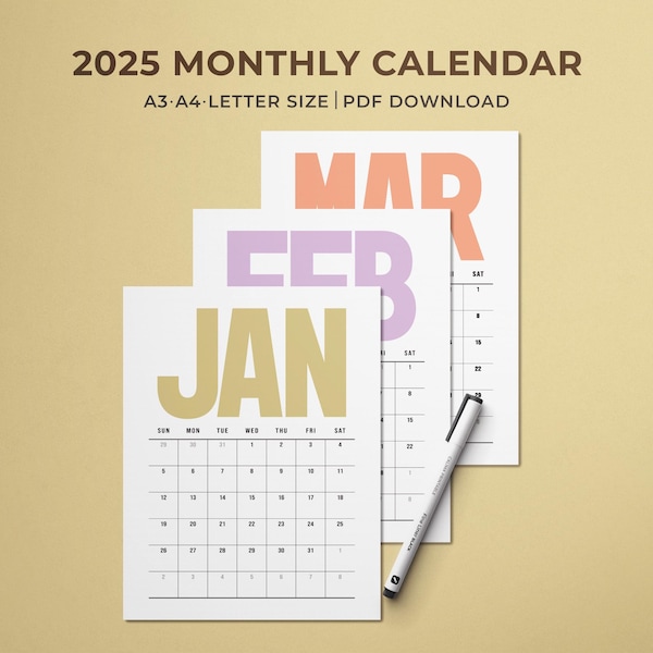 Printable Calendar Etsy
