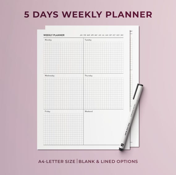 Minimalist Weekly Planner Printable: Grid, Lined, & Blank A4 (PDF Download)