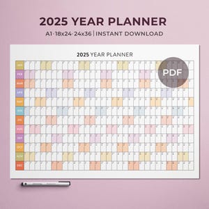 2025 Jahresplaner | Großer Wandkalender 2025 | Wandkalender 2019 | Regenbogen Jahreskalender | Riesen-Wandkalender | A1 A2 A3 PDF