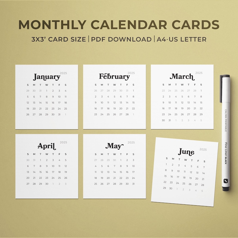 Calendar Squares 2025 Etsy