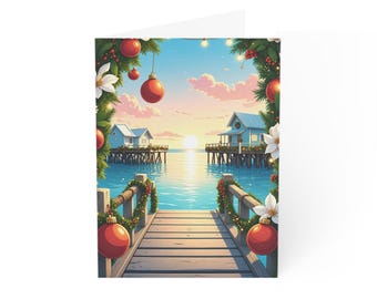Tropical Pier Christmas Card | Greeting Card