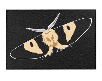 Polyphemus Moth Area Rug | Neutral Botanical Insect Decor